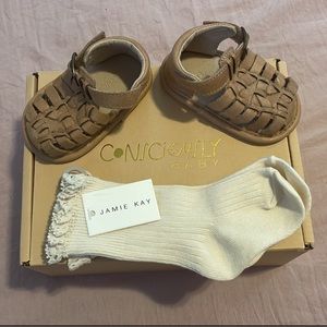 Consciously Baby woven indie sandal with Jamie Kay socks